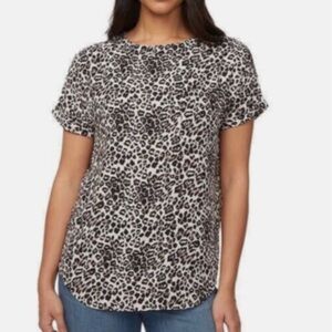 NWT Buffalo Ladies' Short‎ Sleeve Blouse with Pocket brown leopard